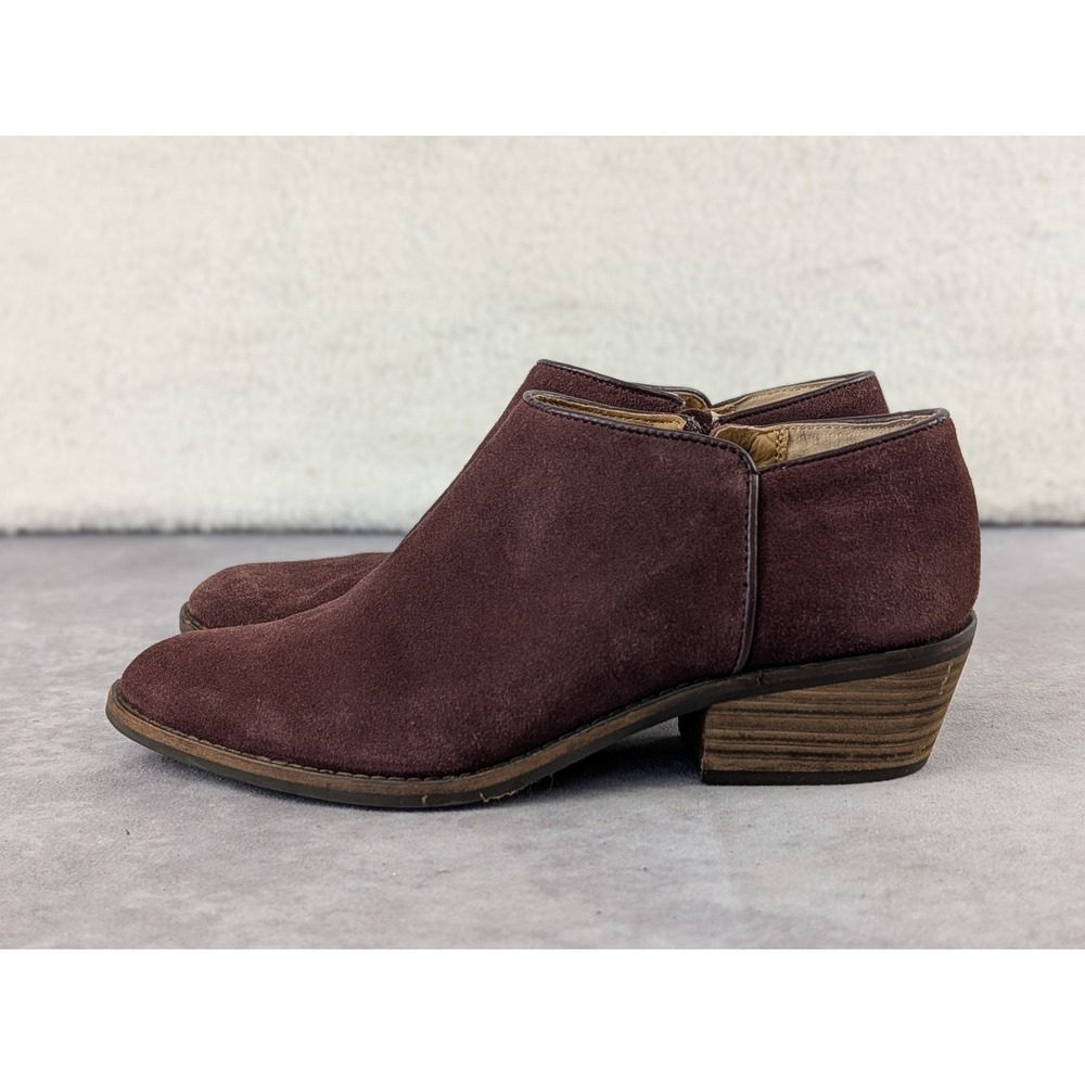 Lucky Brand Faithly Burgundy Suede Ankle Boots Shooties Womens 7.5 M Wine